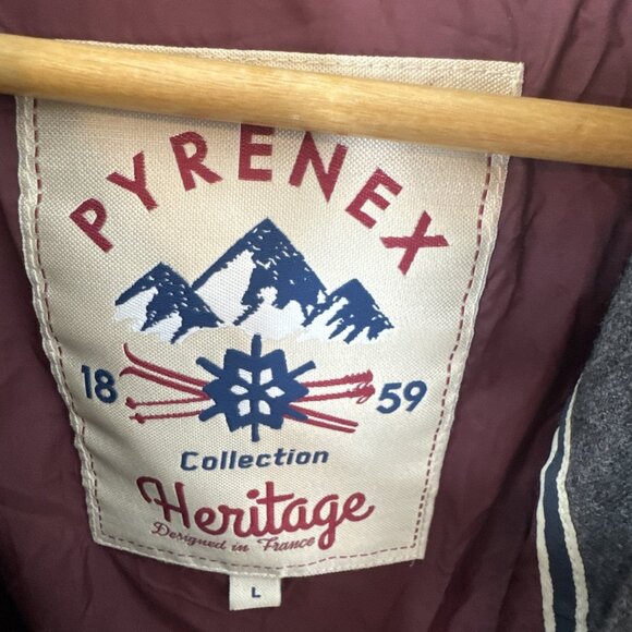 Pyrenex Heritage Down Parka Gray Wool Real Fur Trim Hood Men’s L France - Picture 3 of 9